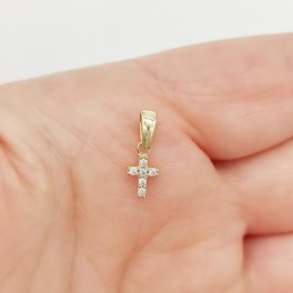 Sárga arany köves kis kereszt medál