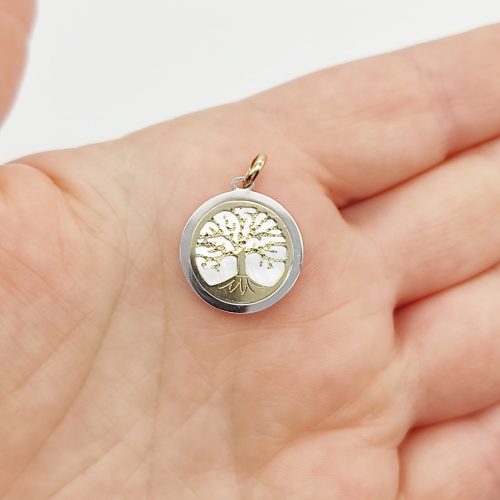 Sárga arany gyöngyház életfa medál