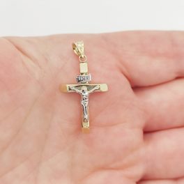 Sárga arany kereszt medál feszülettel