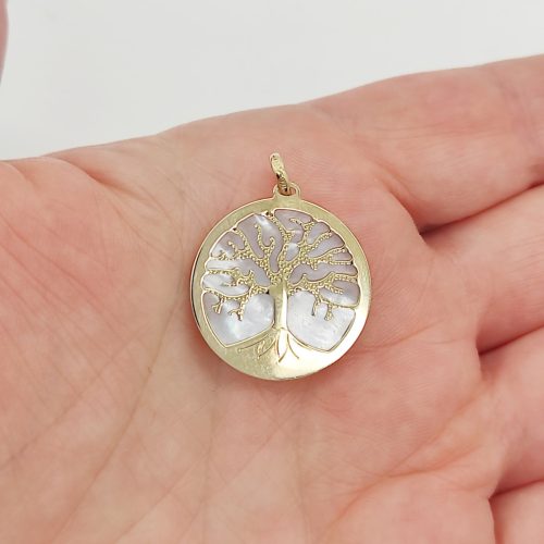 Sárga arany gyöngyház életfa medál