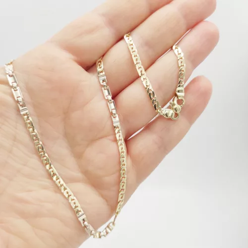 Sárga-fehér arany spanyol férfi nyaklánc