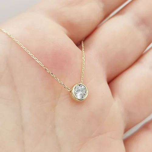 Sárga arany egy köves buttonos nyaklánc