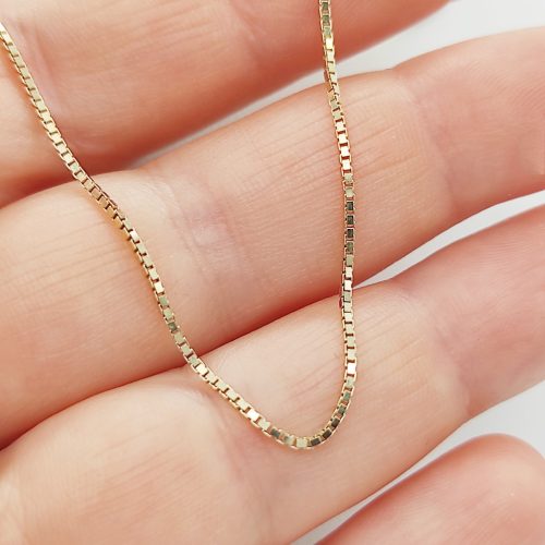 Sárga arany velencei kockalánc - 38 cm