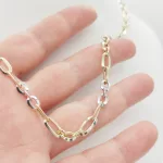 Sárga-fehér arany modern szemes nyaklánc