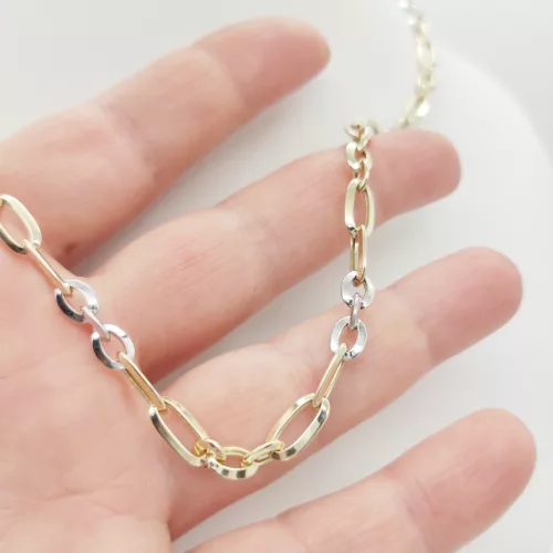 Sárga-fehér arany modern szemes nyaklánc