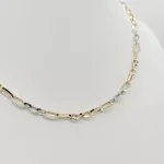 Sárga-fehér arany modern szemes nyaklánc