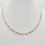 Sárga-fehér arany modern szemes nyaklánc