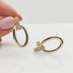 Sárga arany modern köves fülbevaló