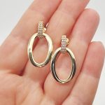 Sárga arany modern köves fülbevaló