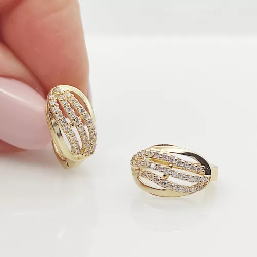 Sárga arany elegáns köves fülbevaló