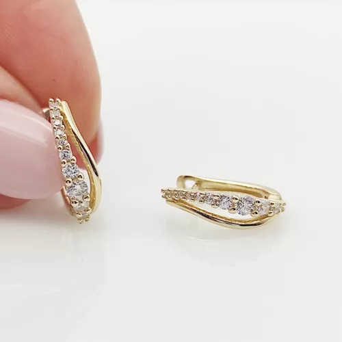 Sárga arany elegáns köves fülbevaló