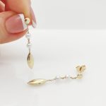 Sárga arany modern gyöngyös fülbevaló