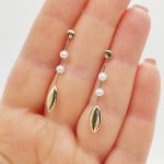 Sárga arany modern gyöngyös fülbevaló