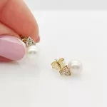 Sárga arany fülbevaló tenyésztett gyönggyel