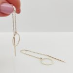 Sárga arany modern elől-hátul lógós fülbevaló