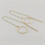 Sárga arany modern elől-hátul lógós fülbevaló