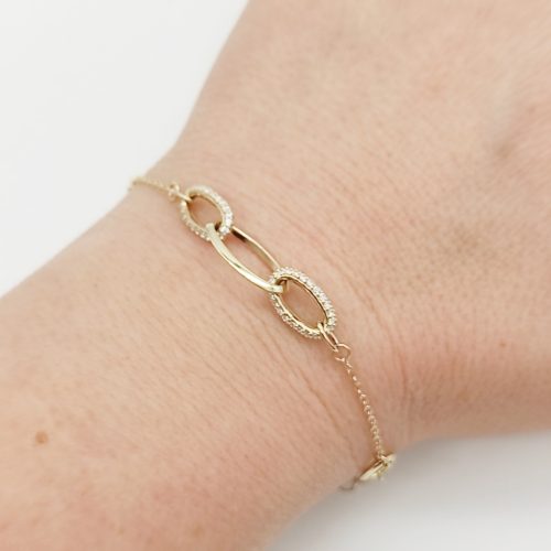 Sárga arany modern köves karlánc