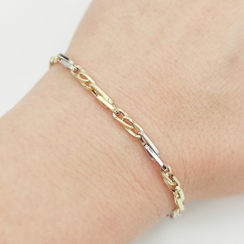 Sárga-fehér arany modern karlánc