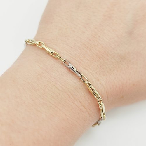 Sárga-fehér arany modern karlánc