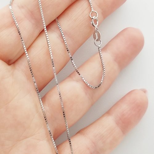 Fehér arany kocka nyaklánc - 55 cm