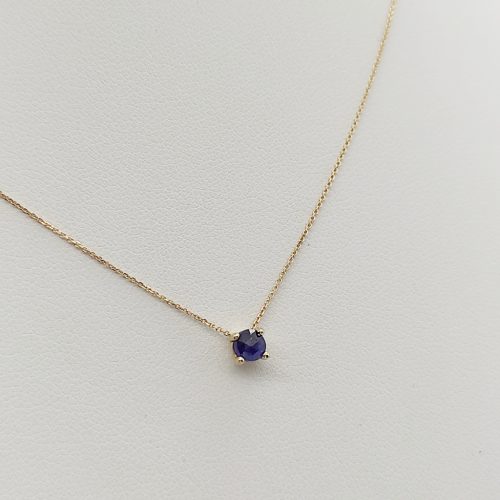 Sárga arany nyaklánc sötétkék köves medállal