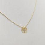 Sárga arany nyaklánc áttört életfa medállal