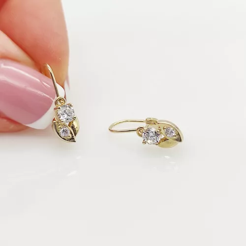 Sárga arany kis köves virág fülbevaló