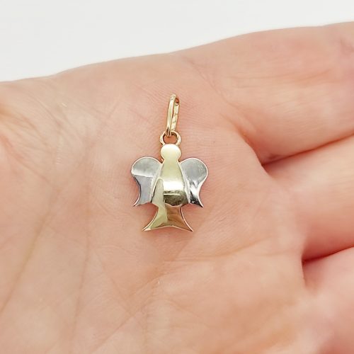 Sárga-fehér arany angyalka medál