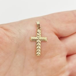 Sárga arany metszett kereszt medál
