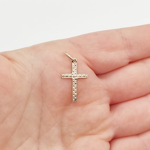 Sárga arany metszett kereszt medál