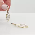 Sárga-fehér arany áttört lógós fülbevaló