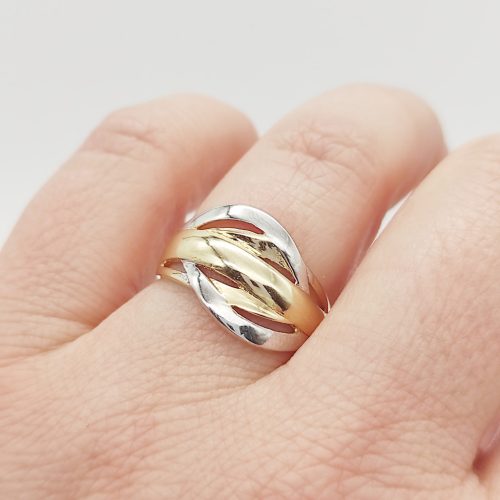 Sárga-fehér arany metszett gyűrű