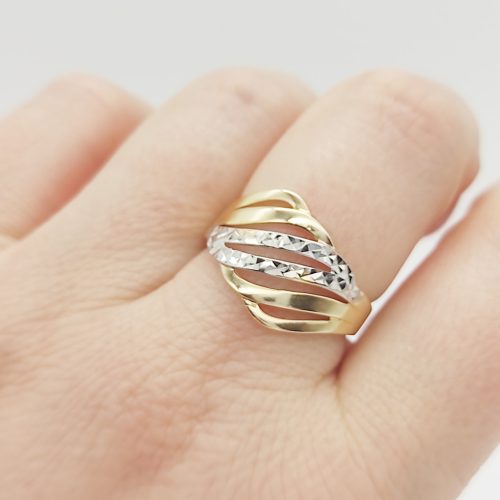 Sárga-fehér arany metszett gyűrű