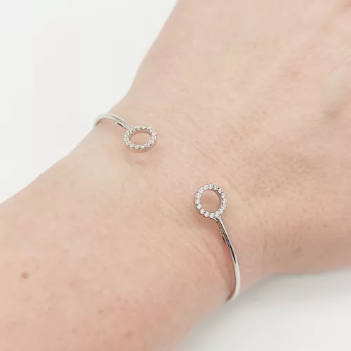 Fehér arany nyitott köves karperec