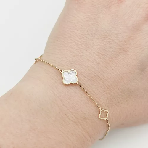 Sárga arany karlánc gyöngyház lóherével