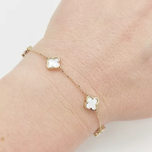 Sárga arany karlánc gyöngyház lóherékkel