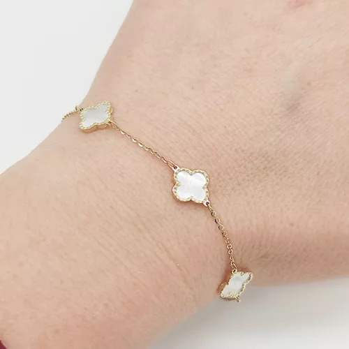 Sárga arany karlánc gyöngyház lóherékkel