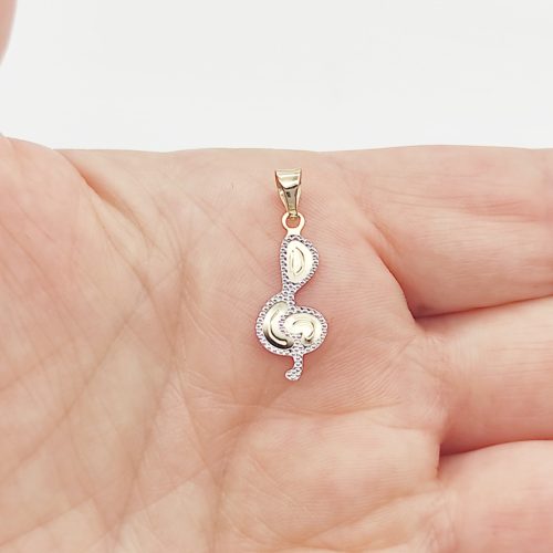 Sárga arany metszett violinkulcs medál