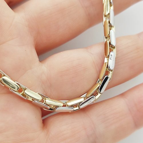 Sárga-fehér arany modern nyaklánc