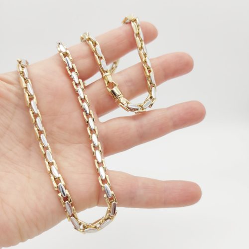 Sárga-fehér arany modern mutatós nyaklánc