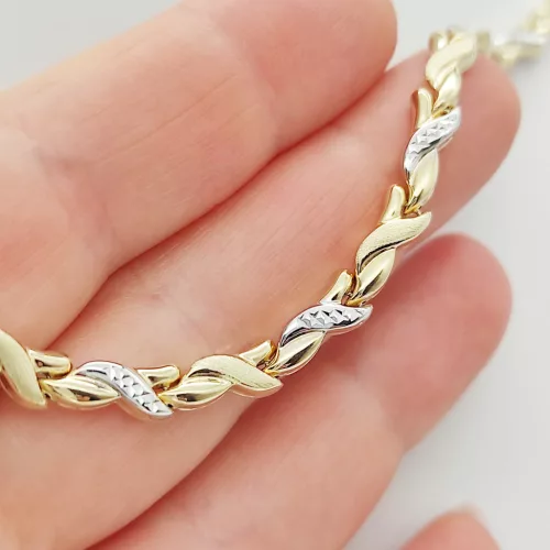 Sárga-fehér arany metszett mintás nyakék