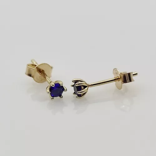 Sárga arany sötétkék köves fülbevaló