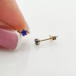 Sárga arany sötétkék köves fülbevaló