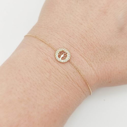 Sárga arany karlánc életfa medállal