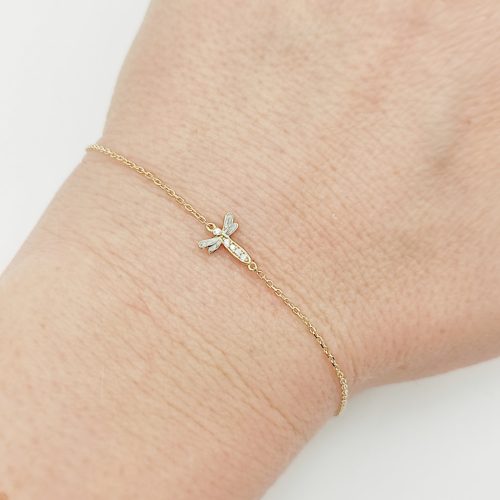 Sárga arany karlánc szitakötő medállal