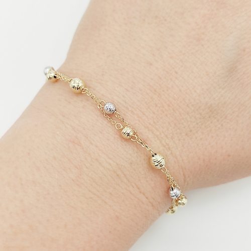 Sárga arany karlánc sárga-fehér metszett bogyókkal