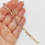 Sárga-fehér arany modern lánszemes karlánc