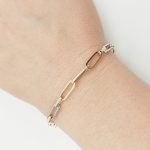 Sárga-fehér arany modern lánszemes karlánc