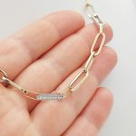 Sárga-fehér arany modern láncszemes nyaklánc