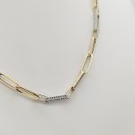 Sárga-fehér arany modern láncszemes nyaklánc